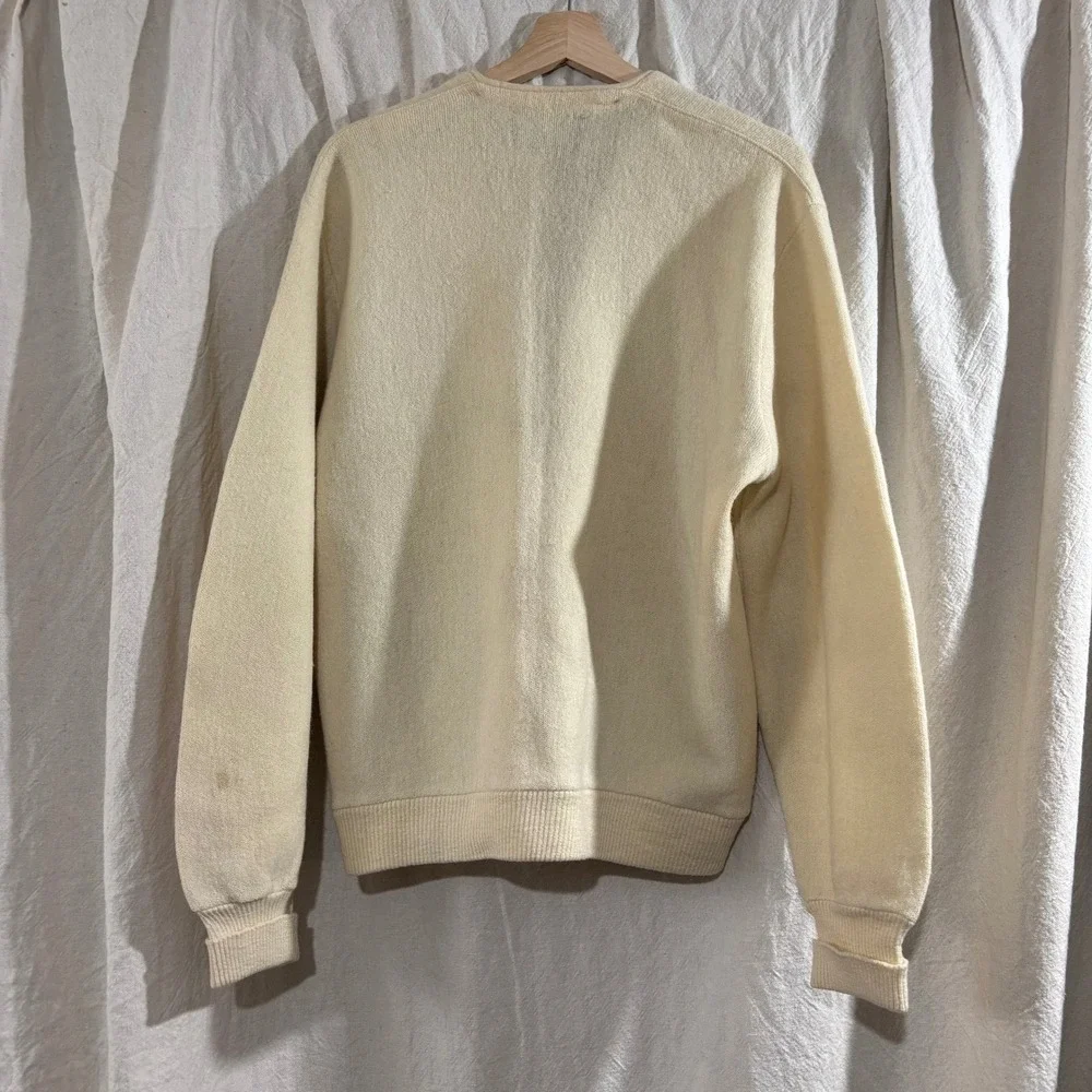 Vintage Arnold Palmer Robert Bruce Cardigan Sweater Cream XL Golf 60s 70s USA